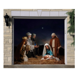 Nativity Scene Jesus Garage Door Banner, Christmas Mural for Double Garage Door