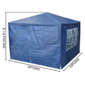 10x10' Outdoor Tents Gazebo Patio Canopy Wedding Party Tent with Optional 4 Removable Side Walls Blue