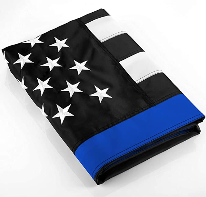 Thin Blue Line Flag 3x5 ft Embroidered Stars Sewn Stripes Black White Blue Red Line American Flag