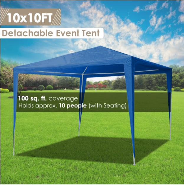 10x10' Outdoor Tents Gazebo Patio Canopy Wedding Party Tent with Optional 4 Removable Side Walls Blue