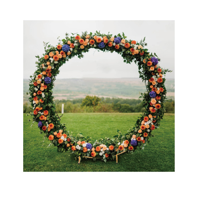 Circle Stand Balloon Arch Gold Metal Round Wedding Arch Photo Booth Backdrop Floral Background Decoration for Bridal Shower