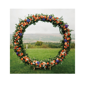 Circle Stand Balloon Arch Gold Metal Round Wedding Arch Photo Booth Backdrop Floral Background Decoration for Bridal Shower