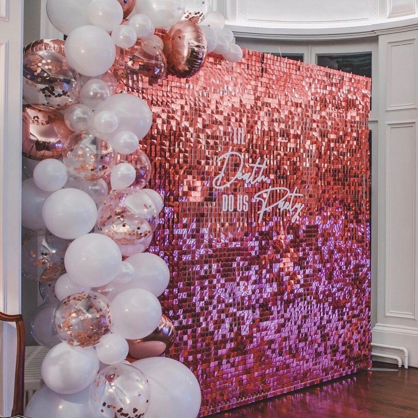 Rose Gold Backdrop Sequin Wall Backdrop Shimmer Wall Panel Sequin Backdrop For KT Ballroom