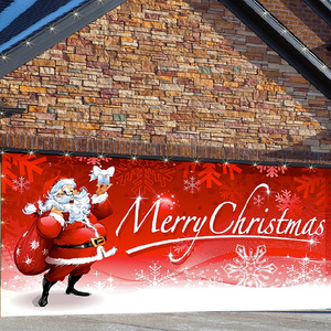 Outdoor Decor Santa's Merry Christmas Garage Door Mural Holiday Decoration Banner