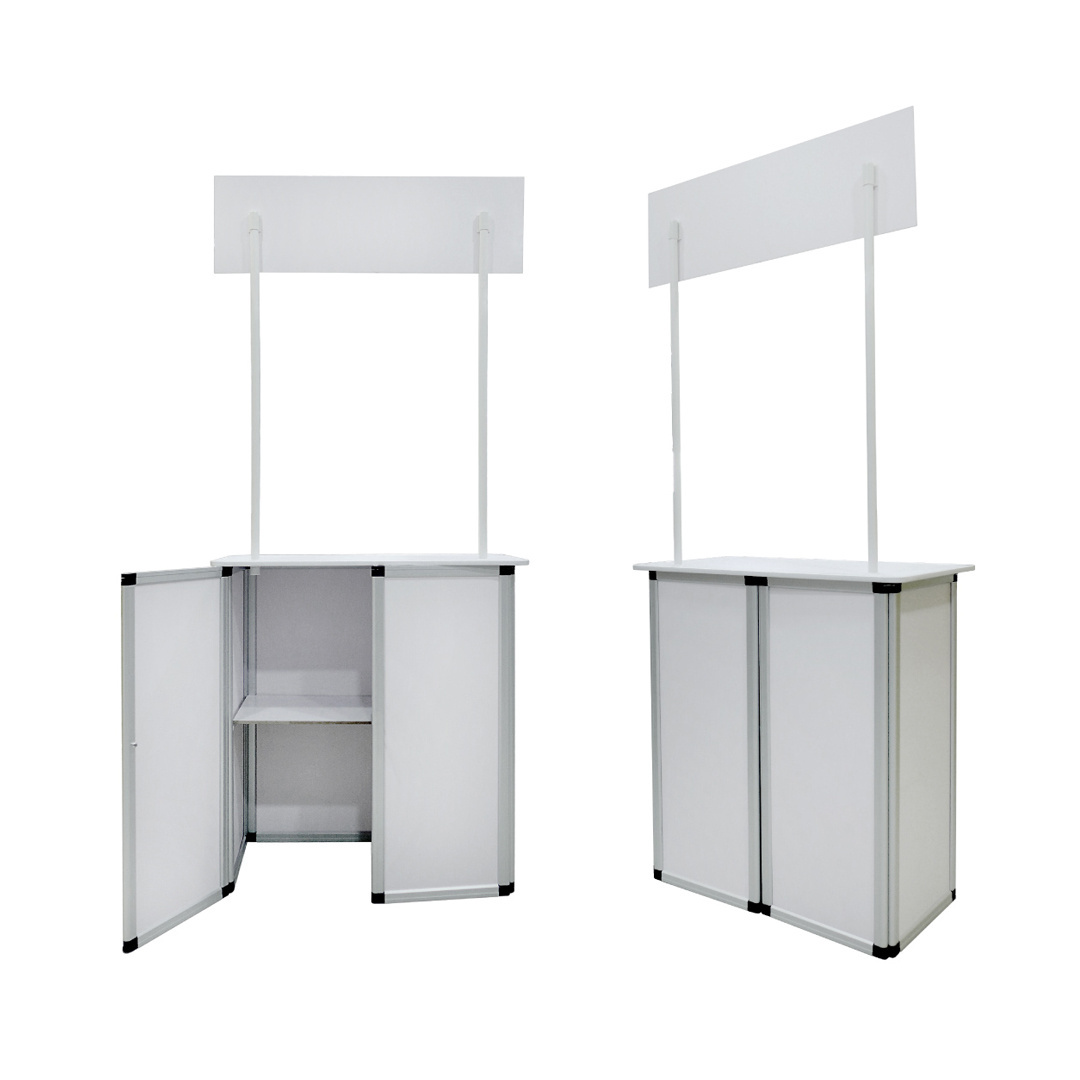 Outdoor Portable Deluxe Sampling Booth Table  Pop Up Foldable Exhibition Booth Advertising Display Promotion Counter with Lock