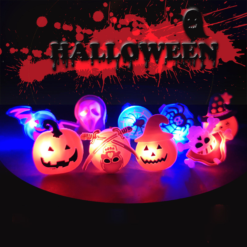 Halloween Light Up Glowing Rings Lamp Set Halloween Party Gifts Led Rings Flashing Finger Rings Light