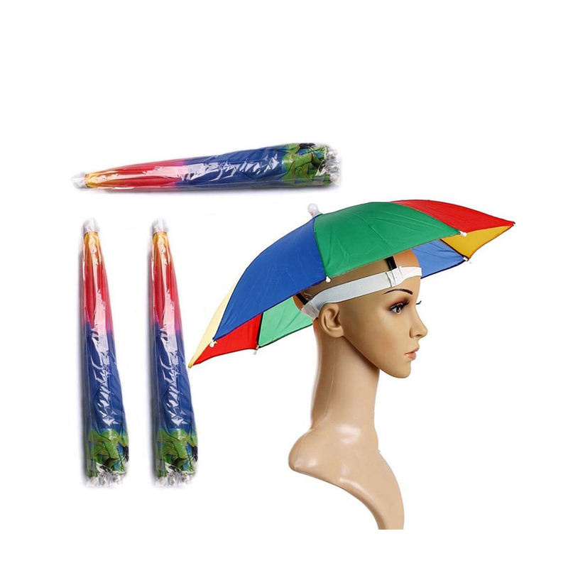 Wholesale Custom Promotion Fan Gift Mini Sun Rain Head Umbrella Small Head Hat Umbrella