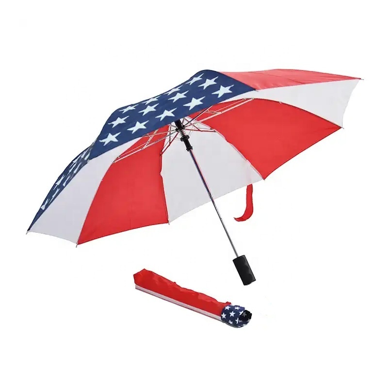 New Design American Flag Umbrella 21 Inch 190 T Attack Fabric 3D Printing Wind Resistant Flag Umbrella