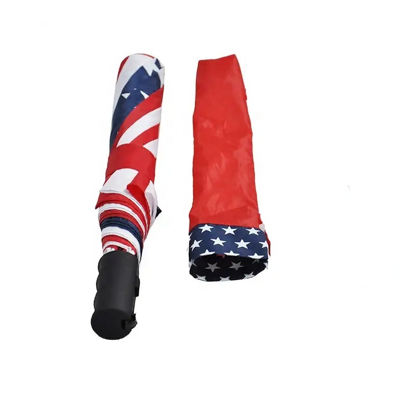 New Design American Flag Umbrella 21 Inch 190 T Attack Fabric 3D Printing Wind Resistant Flag Umbrella