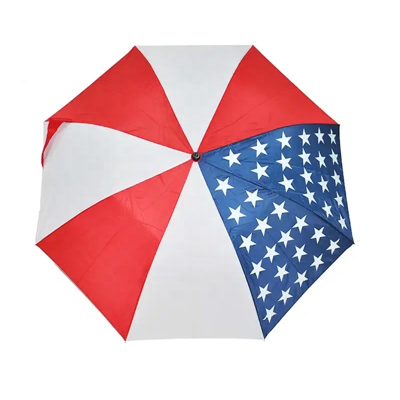 New Design American Flag Umbrella 21 Inch 190 T Attack Fabric 3D Printing Wind Resistant Flag Umbrella