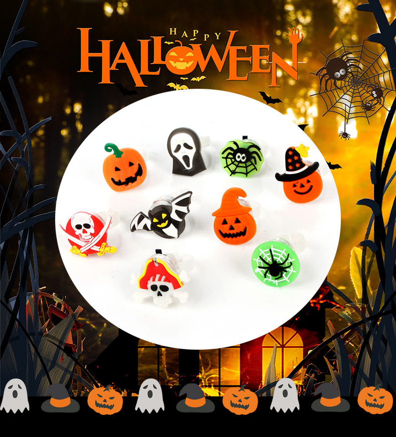 Halloween Light Up Glowing Rings Lamp Set Halloween Party Gifts Led Rings Flashing Finger Rings Light