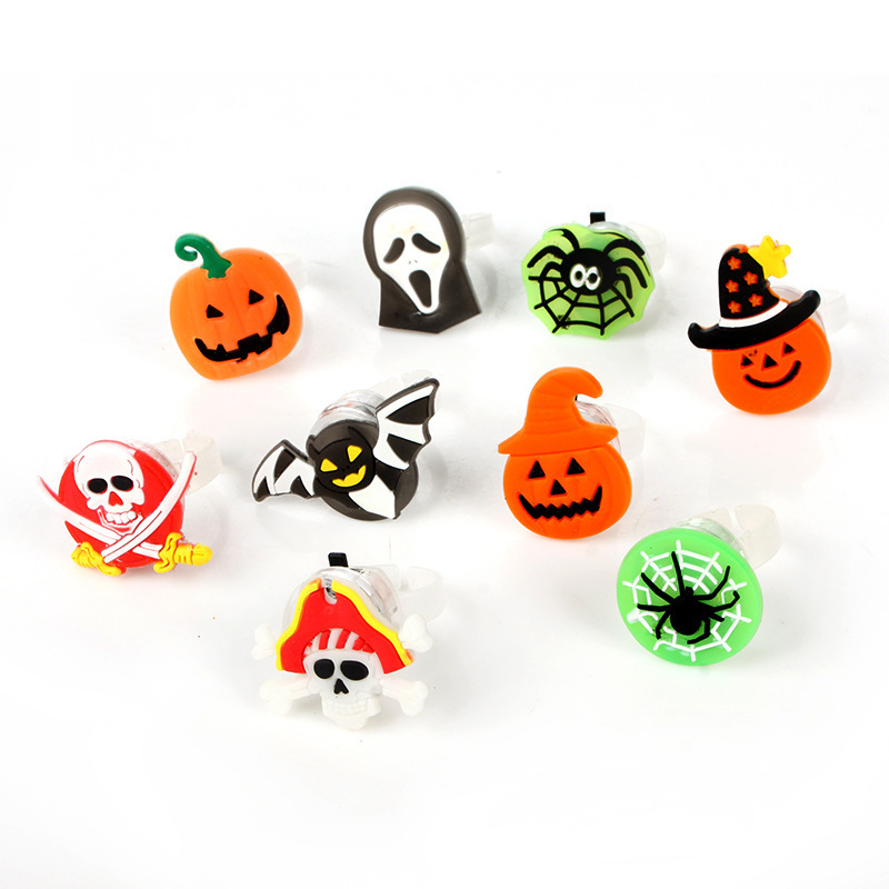 Halloween Light Up Glowing Rings Lamp Set Halloween Party Gifts Led Rings Flashing Finger Rings Light