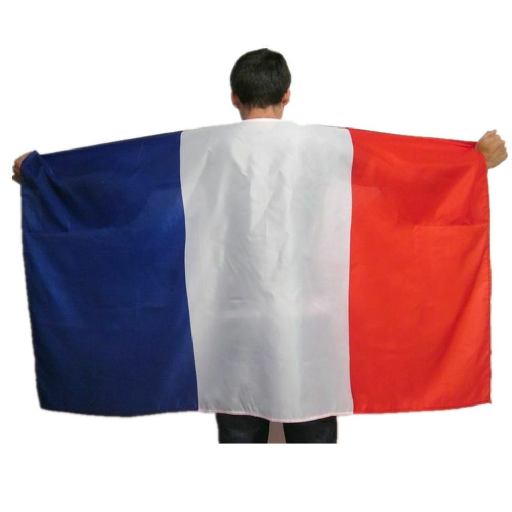 High Quality Cheap 100% polyester 3*5ft France pride national flag Cape with sleeve