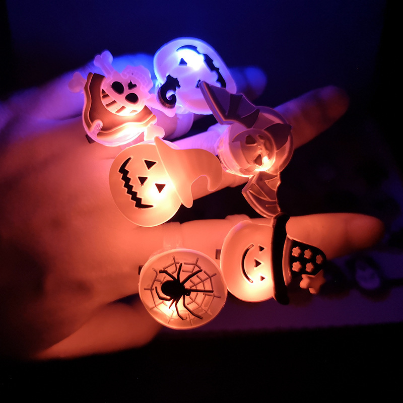 Halloween Light Up Glowing Rings Lamp Set Halloween Party Gifts Led Rings Flashing Finger Rings Light