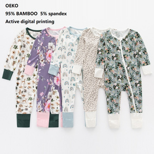 wholesale and custom Active digital printing GSM 180  OEKO 95 bamboo 5 spandex fabric baby romper