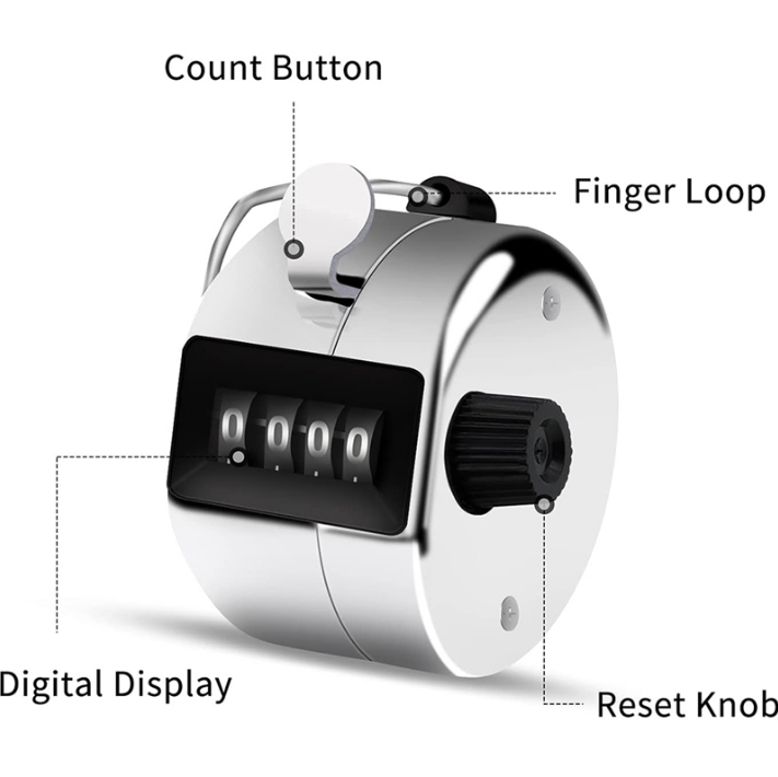 Mini Mechanical Digital Hand Tally Counter 4 Digit Number Hand held Tally Counter Manual Counting Training Counting Counter