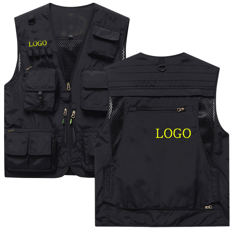 Custom vest print logo tooling vesttooling style photographer's work shirt multi-pocket vest print logo tooling vest