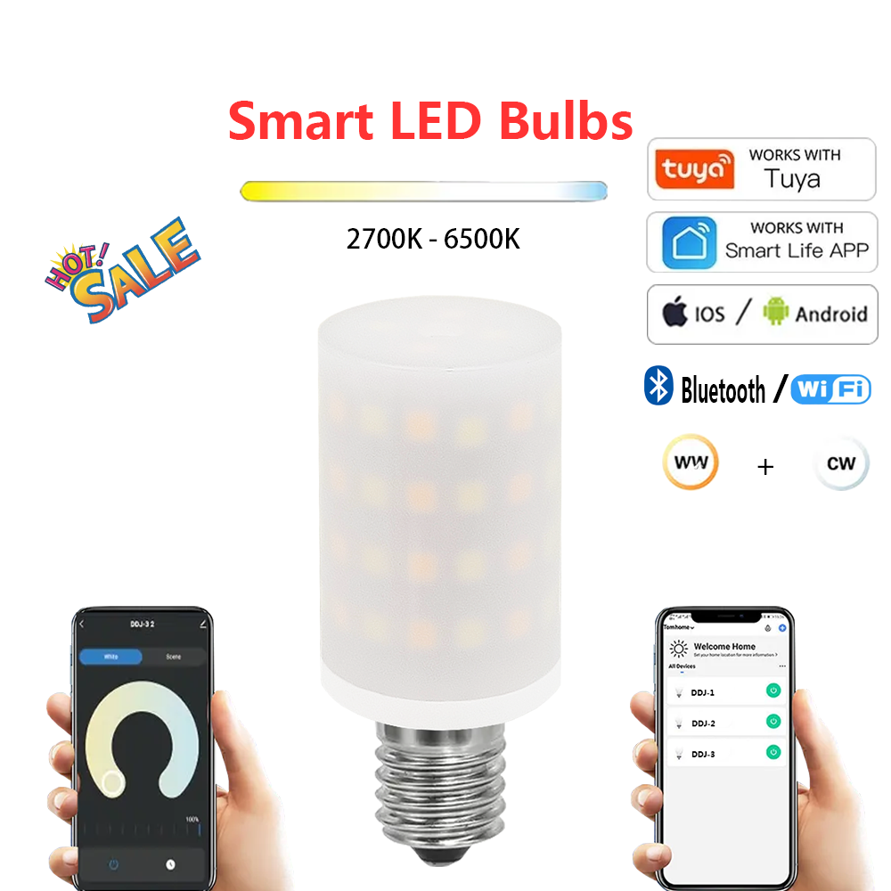 2023 smart bulb alexa google home with tuya E12 LED Bulb WiFi 2700-6500k Dimmable