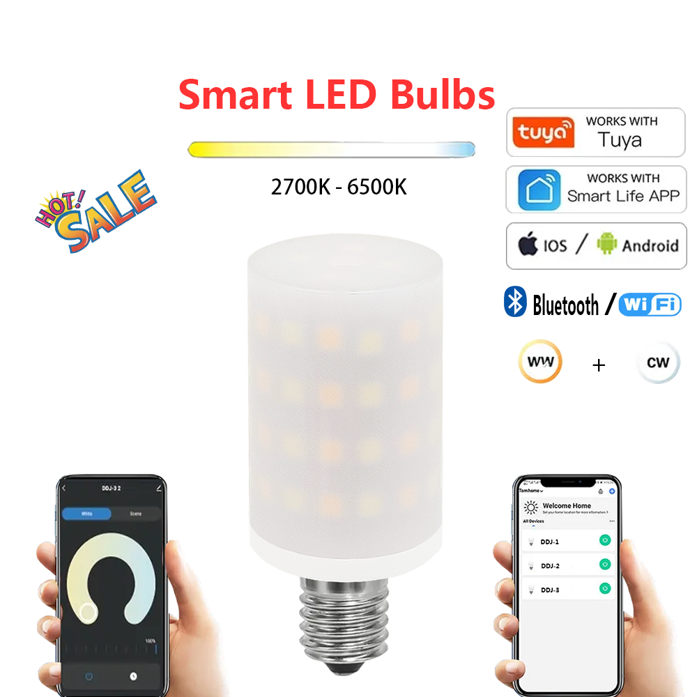 2023 smart bulb alexa google home with tuya E12 LED Bulb WiFi 2700-6500k Dimmable