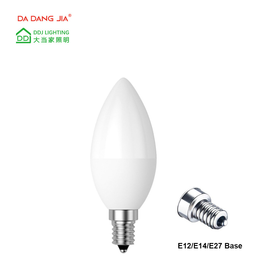 C37 E12 Base Candle Bulbs replacement 50/60w halogen 5W 470 lumens12V 120V/220V warm white/cool white perfect dimmable