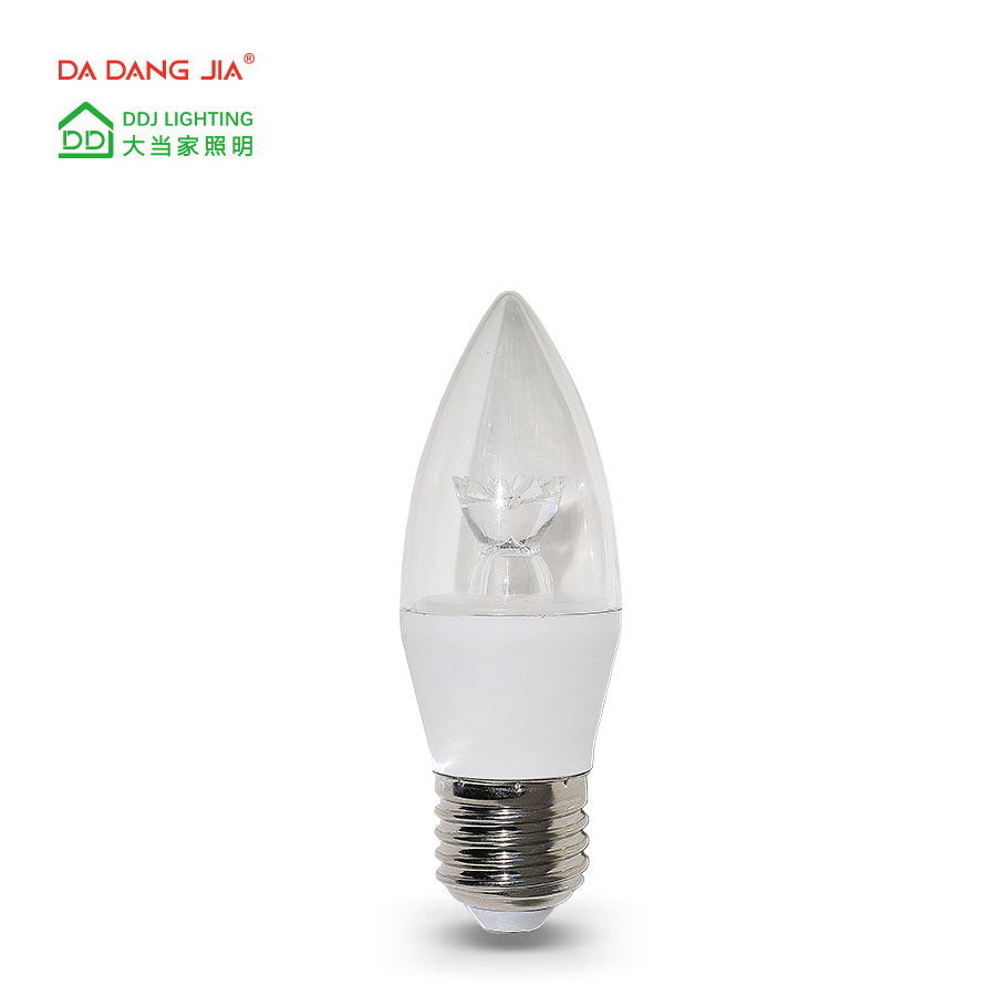 E26 LED C37 Candle Bulb Warm White 3000K12V 120V 220V 50W Halogen Equivalent Decorative Light Bulb Replacement