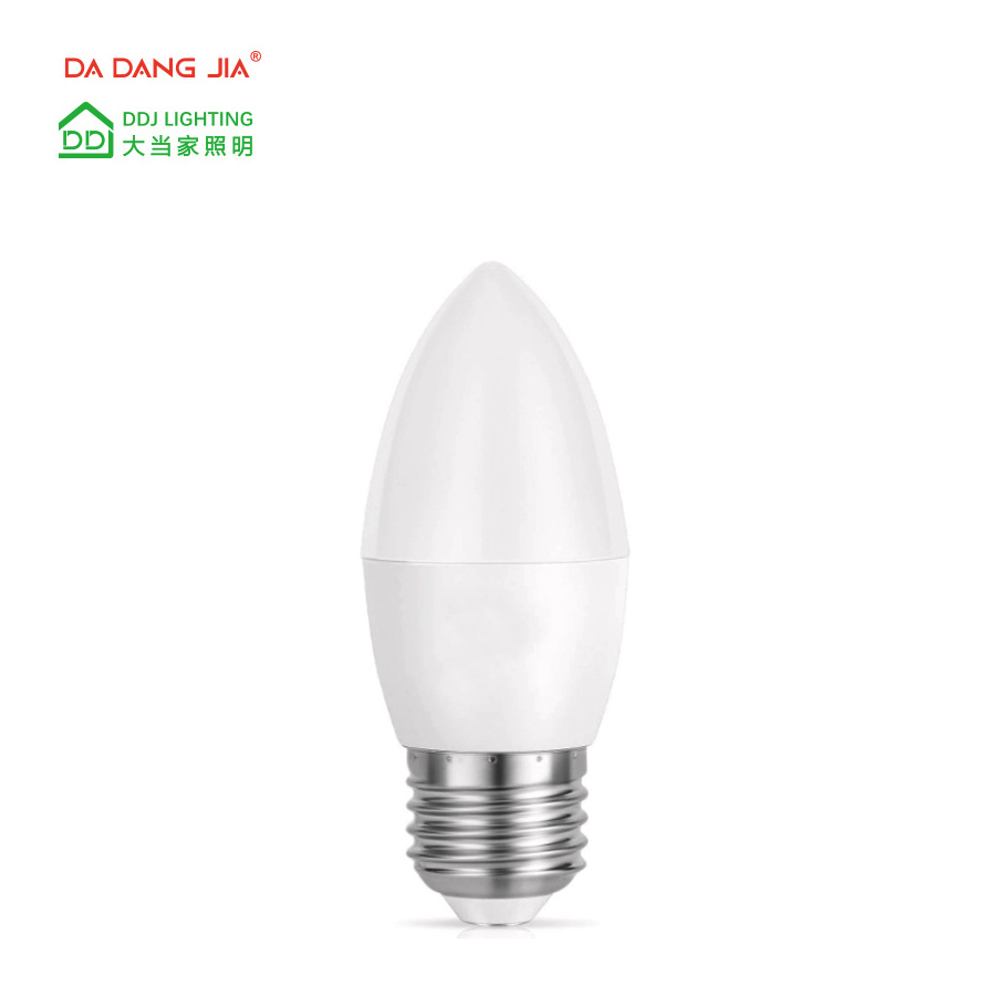 E26 LED C37 Candle Bulb Warm White 3000K12V 120V 220V 50W Halogen Equivalent Decorative Light Bulb Replacement