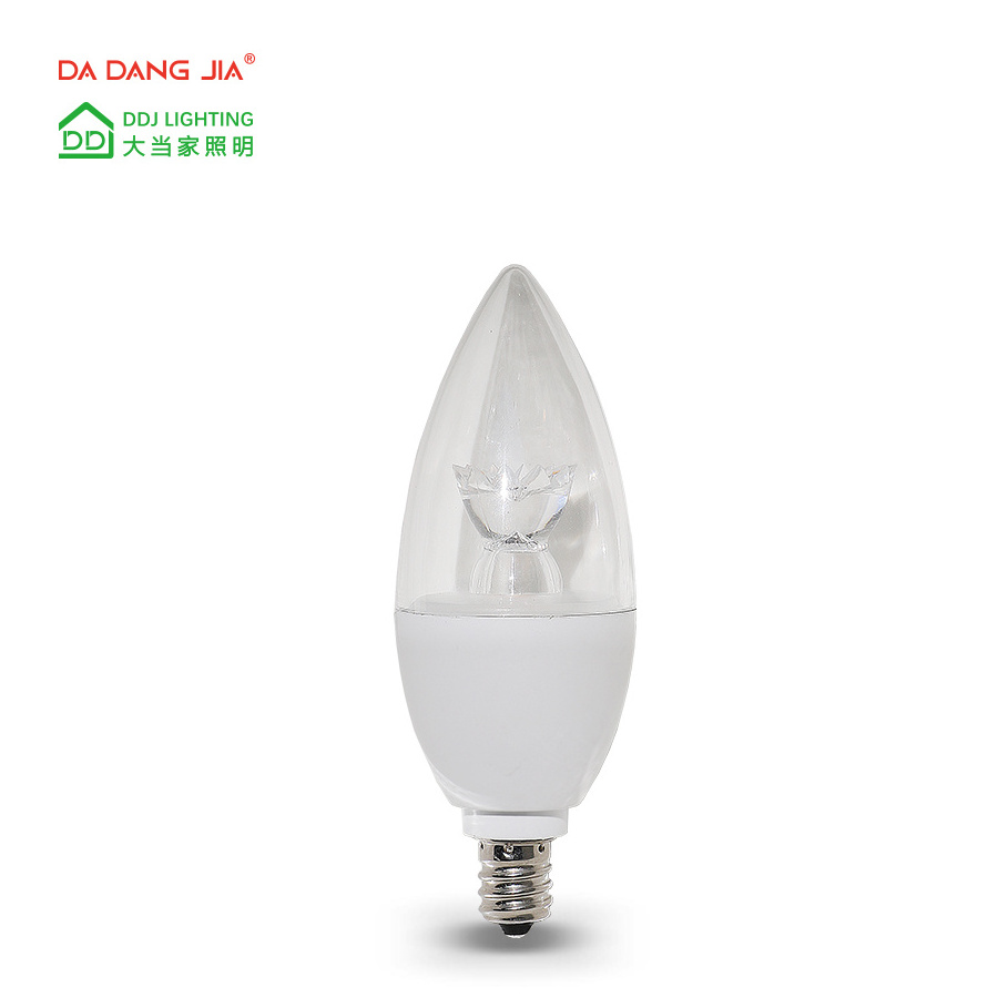 E26 LED C37 Candle Bulb Warm White 3000K12V 120V 220V 50W Halogen Equivalent Decorative Light Bulb Replacement