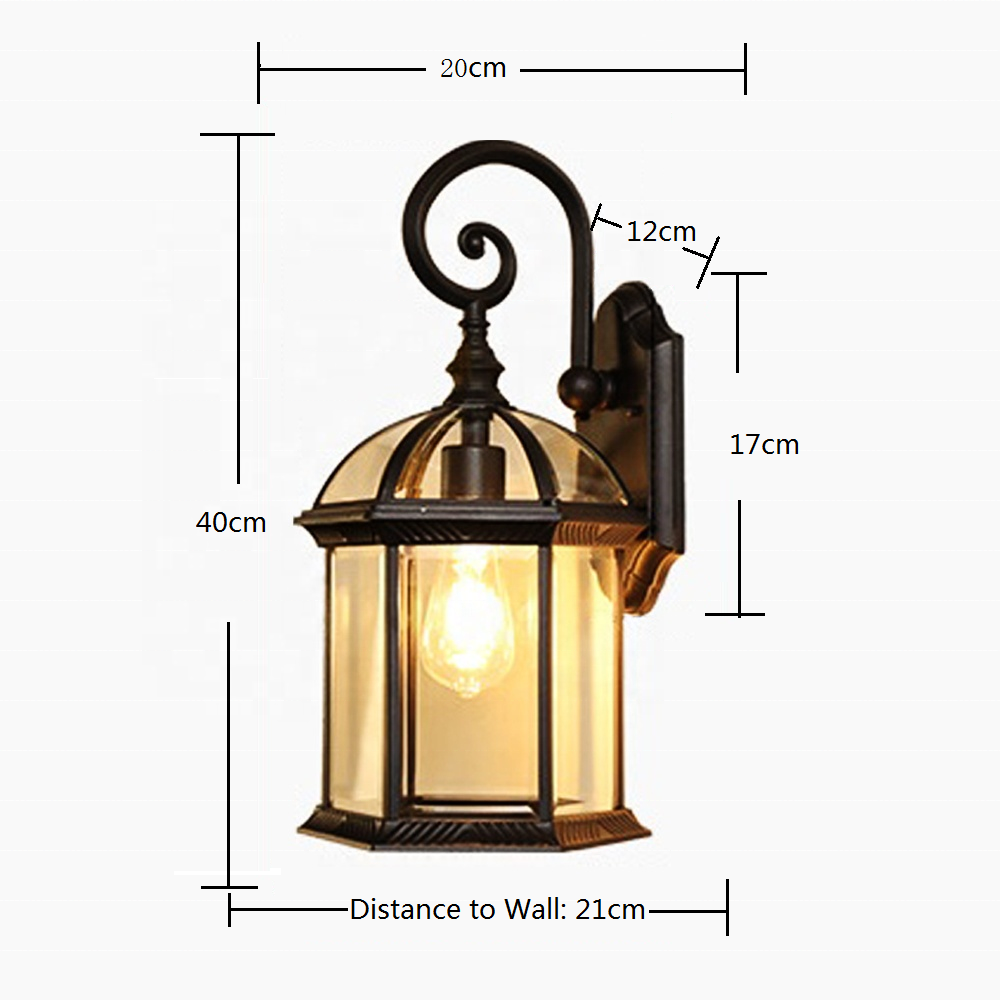 Outdoor Yard Wall Lights classic Waterproof Retro Country Flush Mount small Lights Garden Metal Wall Lighting