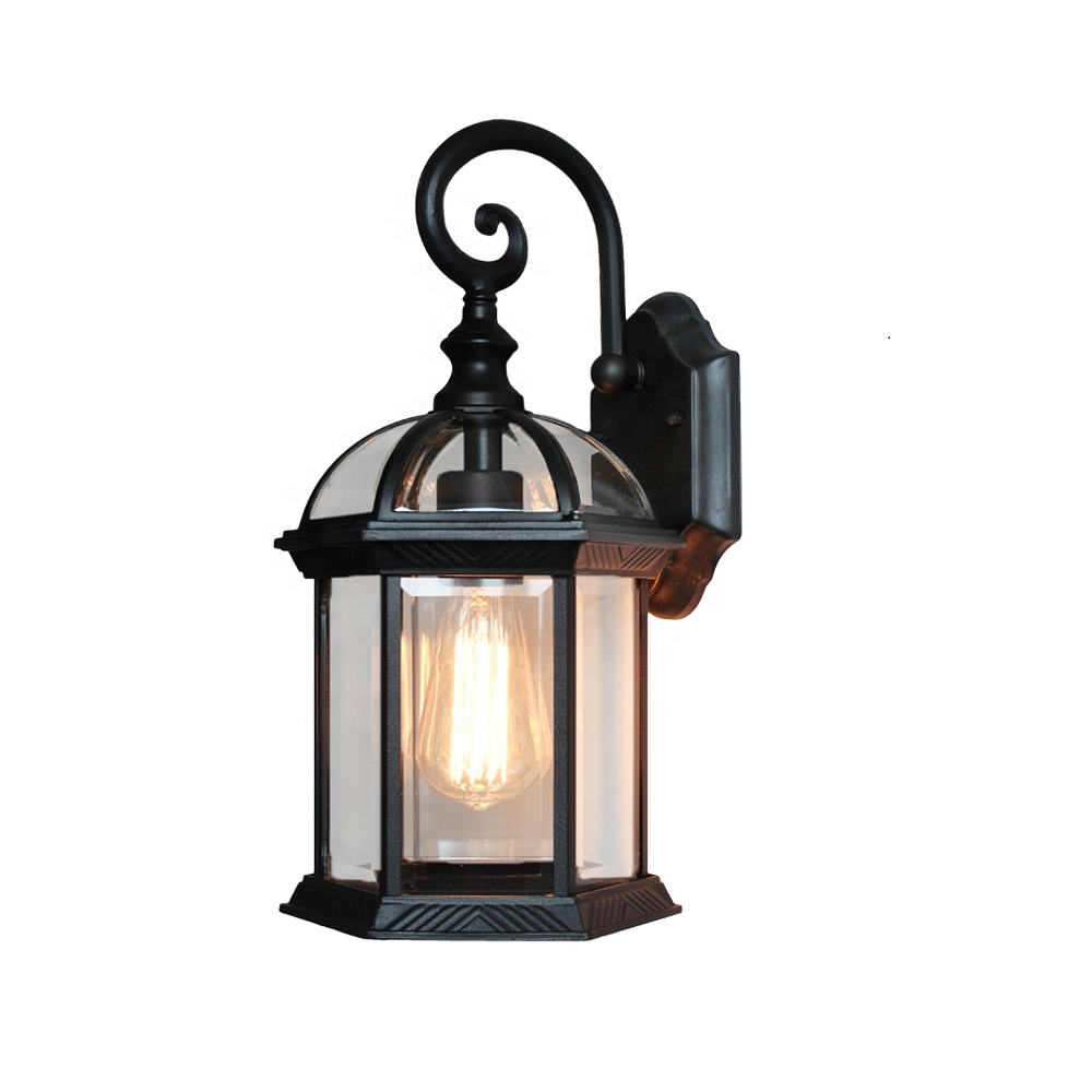 Antique exterior aluminum garden mounted lantern waterproof outdoor led wall lighting fixture