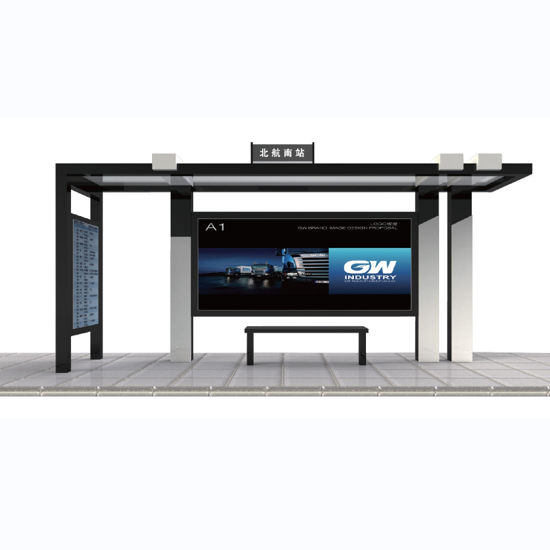 Modern Public Bus Shelter Solar Power Outdoor Furniture Galvanized Smart Bus Stop Shelter