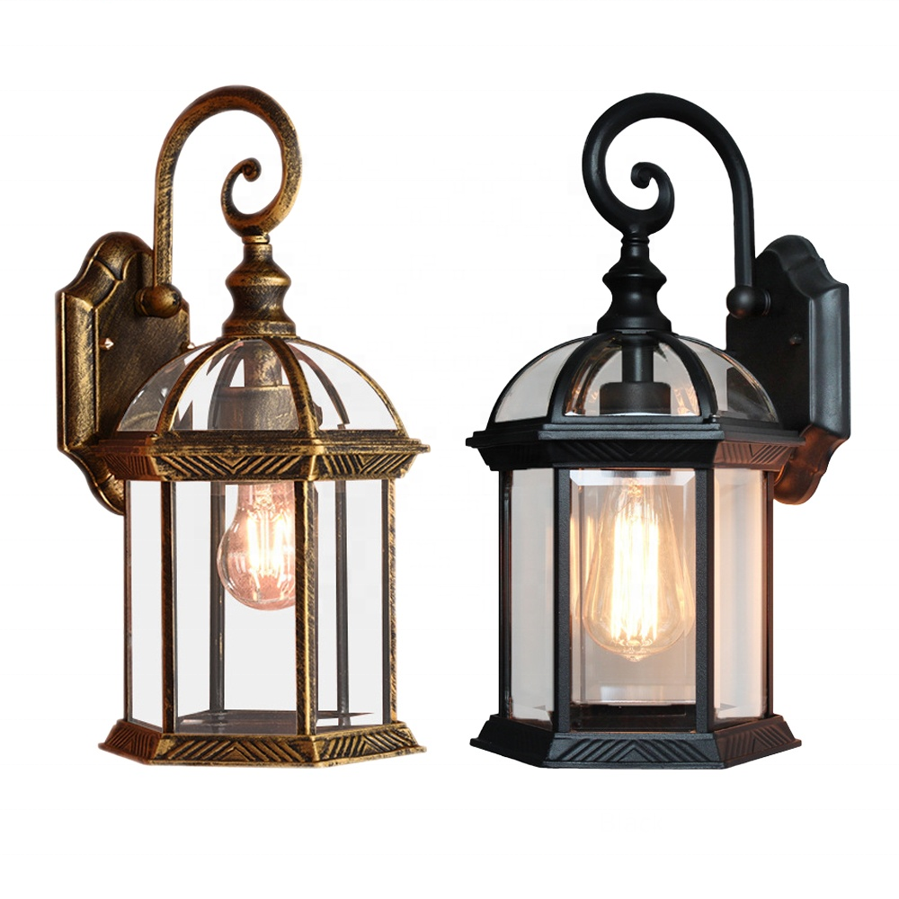 Antique exterior aluminum garden mounted lantern waterproof outdoor led wall lighting fixture