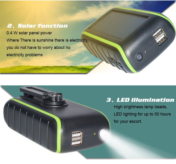 Hand Cranking Solar Power Bank Best Seller Portable Pocket Hand Crank Generator Portable Solar Dynamo Power Banks with LED Flash