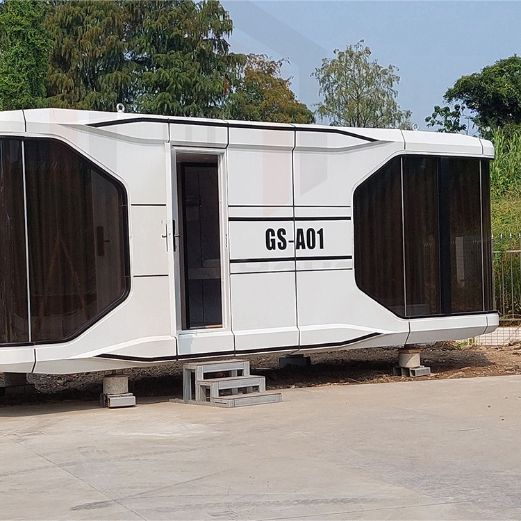 Apple Cabin 20ft Tiny Prefab Capsule Home  Modular Glass Wall Container Capsule House Prefab House Trailer House