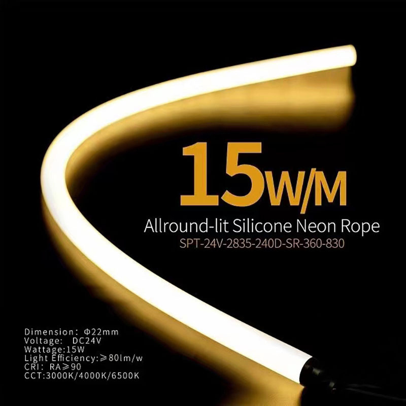 customized professional high quality high cri 90 95 silicone 360 degree round led neon flex 12v 24v 220v 230v flexible strip