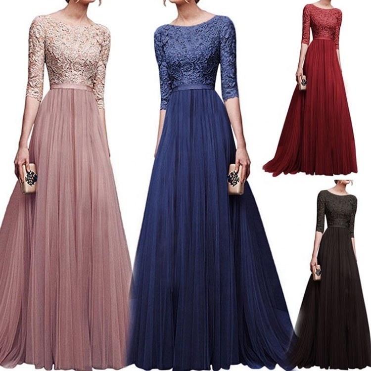 Wedding Dress Autotest K005 Party Wear Long Sleeve Lace Sexy Elegant Maxi Chiffon Evening Mother of The Bride Dresses