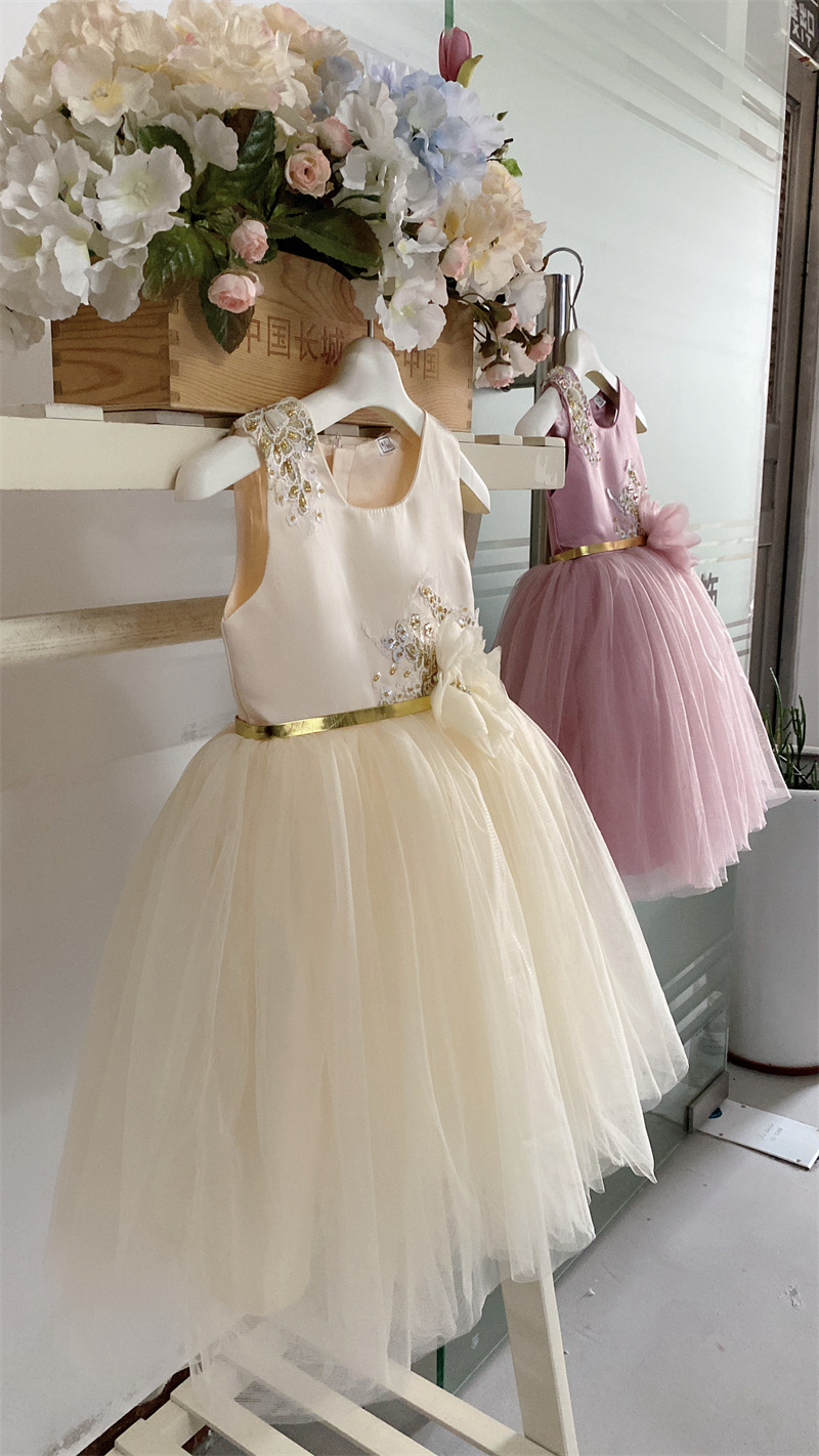 2024 Children's Pengpeng princess birthday party baby dress with headdress