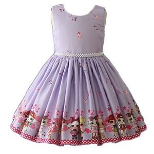 Best selling cheap flower cartoon printing casual summer ceremony child baby cotton princess dress model