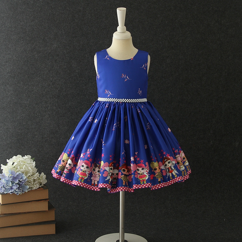 Best selling cheap flower cartoon printing casual summer ceremony child baby cotton princess dress model