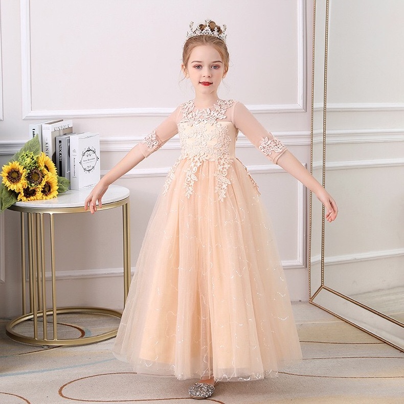 Wholesale hand embroidery designs for baby dress white princess girls fluffy western party dresses for 5 years old