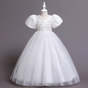 high quality girl full flower design cheap elegant bridesmaid dresses for child long kids wedding dress