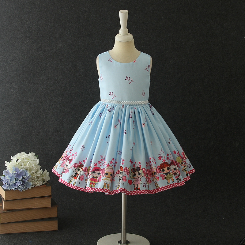 Best selling cheap flower cartoon printing casual summer ceremony child baby cotton princess dress model