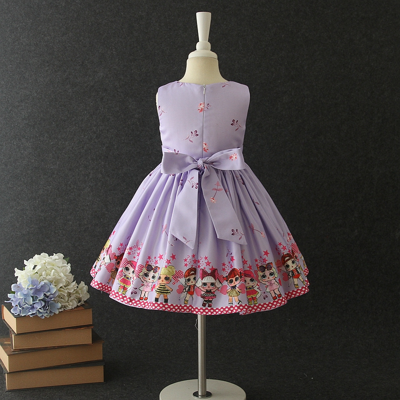 Best selling cheap flower cartoon printing casual summer ceremony child baby cotton princess dress model