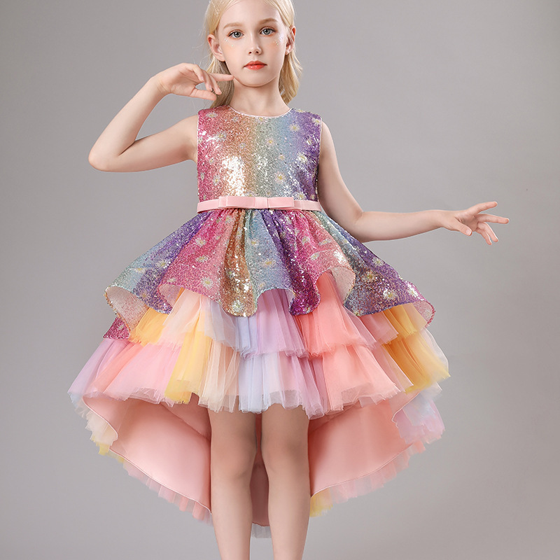 New sequin decorative lace skirt sweet princess dress birthday party piano performance catwalk dress