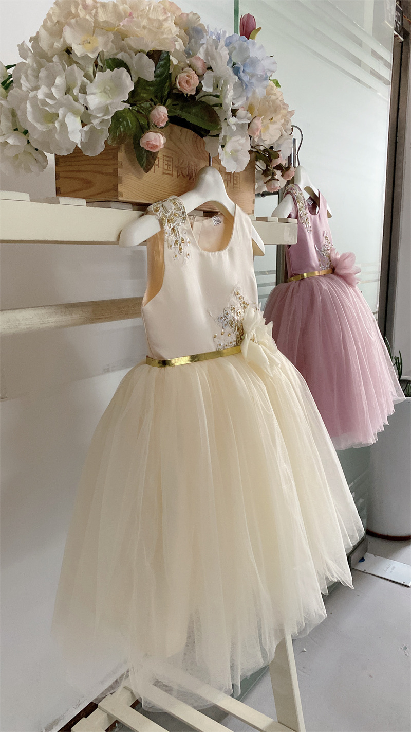 2024 Children's Pengpeng princess birthday party baby dress with headdress