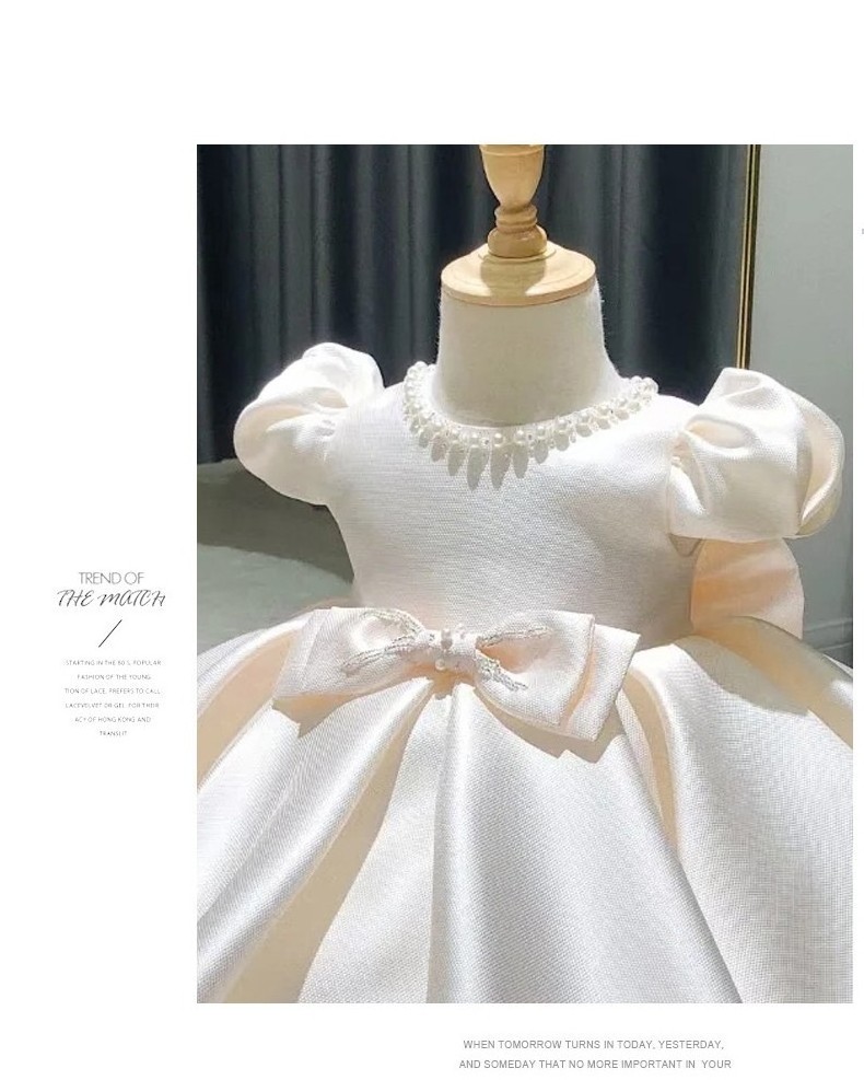 handmade baby crochet dress high quality baby clothes ivory flower in stock 2 year old girl dress 2 in 1 wedding dresses