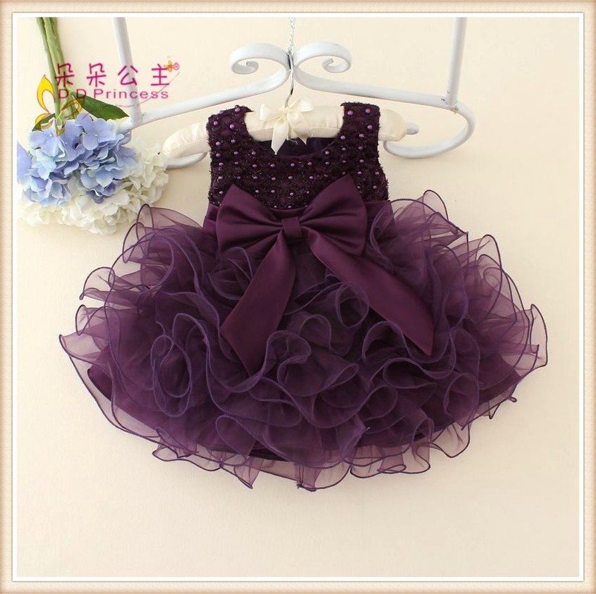 beaded tulle fower girl dress infant toddler bridal party frock princess dresses for children wearing