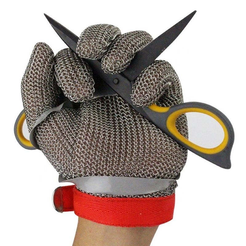 Cut Resistant Stainless Steel Metal Mesh Chainmail Butcher Gloves Meat Cutting Food Processing Knife Sharpen level 5 protection