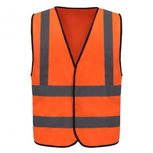 Reflective Safety Vest, Orange Reflective High Visibility, Hi Vis Silver Strip For Crossing Guard, Road, Construction, Running