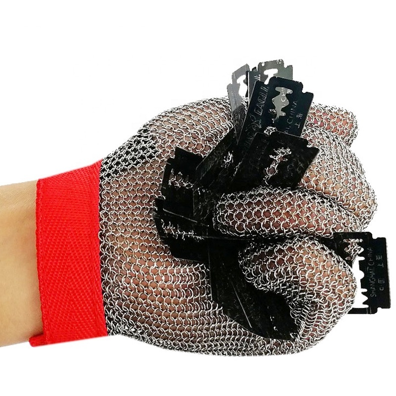 Cut Resistant Stainless Steel Metal Mesh Chainmail Butcher Gloves Meat Cutting Food Processing Knife Sharpen level 5 protection