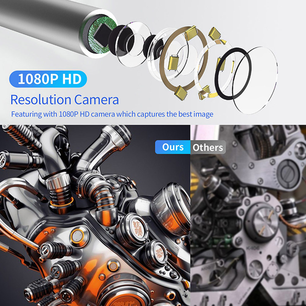 Wifi 180 Degree Rotation Two-Way Articulating Borescope 8.5mm IP67 Automotive Endoscope Camera for Car Support IPhone Android